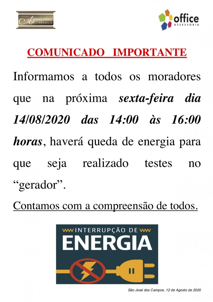 Comunicado Falta de Energia